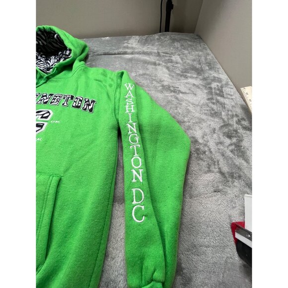 Green Washington DC Mens Large Hoodie With Zebra Print Lining By DC - Picture 10 of 13